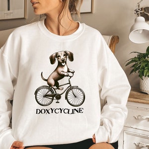Doxycycline Dachshund Biker Sweatshirt, Veterinary, Vet Tech Sweater, Vet Tech, Vet, Vet Tech, Veterinarian, Veterinary Gift, Pharmacist
