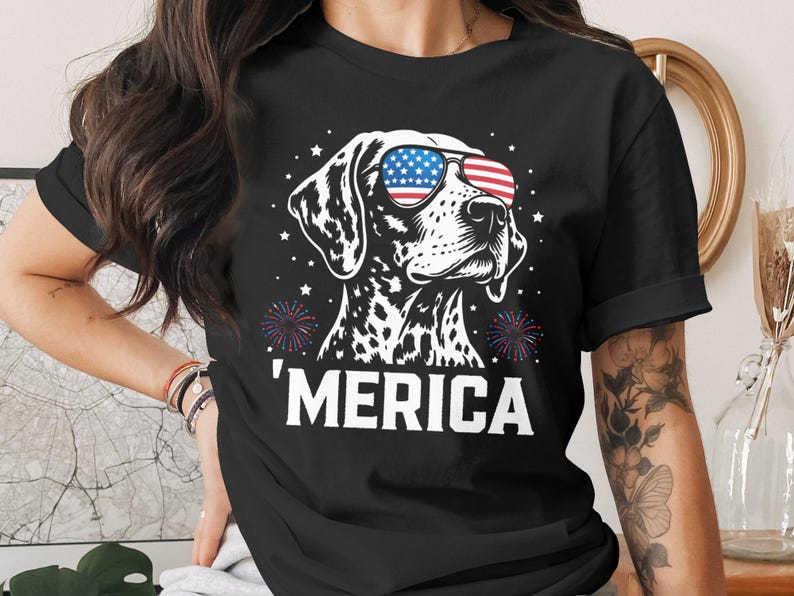 Merica gsp Dog Design, Patriotic German Shorthaired Pointer Art, 4th of July usa Flag Dog Sunglasses Graphic, American Puppy
German