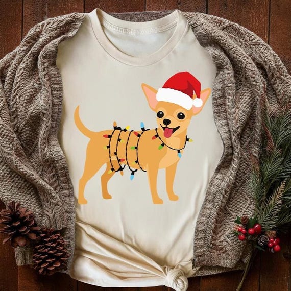 Chihuahua Christmas T-shirt | Santa Chihuahua Tee | Chihuahua Dog Mom Gift | Chihuahua Lover Shirt | Holiday Dog Shirt