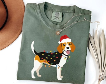 Comfort Colors Beagle Christmas T-Shirt, Cute Beagle Dog Shirt, Beagle Mom & Dad Gift, Festive Beagle Tee, Xmas Beagle Dog Gift
