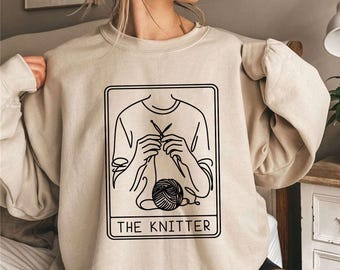 Artistic Knitter Sweatshirt | Tarot Card Knitting Crewneck | Yarn Lover Shirt | Knitter Gift | Knitting Sweatshirt | Knitting Tarot Shirt
