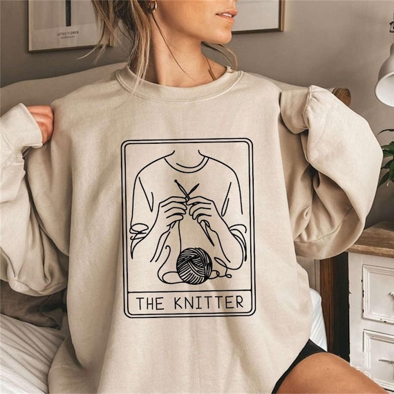 Artistic Knitter Sweatshirt | Tarot Card Knitting Crewneck | Yarn Lover Shirt | Knitter Gift | Knitting Sweatshirt | Knitting Tarot Shirt