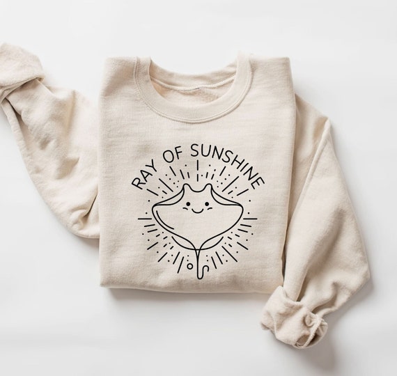 Ray of Sunshine Sweatshirt | Manta Ray Sweater | Ocean Lover | Summer Marine Shirt | Beach Trip Essential | Sea Life Sweater, Manta Ray Gift