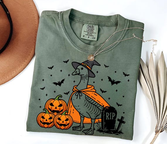 Goose Halloween Shirt | Silly Goose Witch T-Shirt | Pumpkin Goose Tee | Goose Lover Gift | Comfort Colors® Halloween Shirt | Spooky Shirt