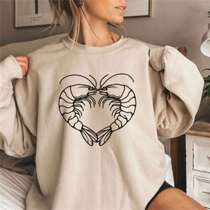 Prawn Heart Sweatshirt | Unisex Outfit | Winter Shirt for Women | Prawn Lover Sweatshirt | Shrimp Lover Gift | Fisherman gift
