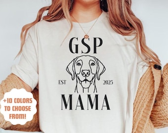 Custom GSP Mama shirt, T-shirt kortharige Duitse aanwijzer, hond moeder cadeau, gepersonaliseerd hondenliefhebber T-shirt, SAP hond moeder shirt, cadeau voor haar