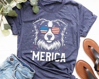 Australian Shepherd 'Merica Shirt | 4th of July Aussie Tee | Patriotic Dog Shirt | USA Flag Aussie Shirt | Aussie Lover Gift | Aussie Shirt