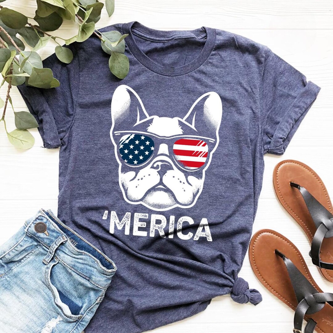 Camiseta americana de bulldog francés / Camiseta para perro del 4 de julio  / Camiseta de bulldog francés / Regalo patriótico para amantes de los  perros / Camiseta de bulldog francés con, image size:1080x1080