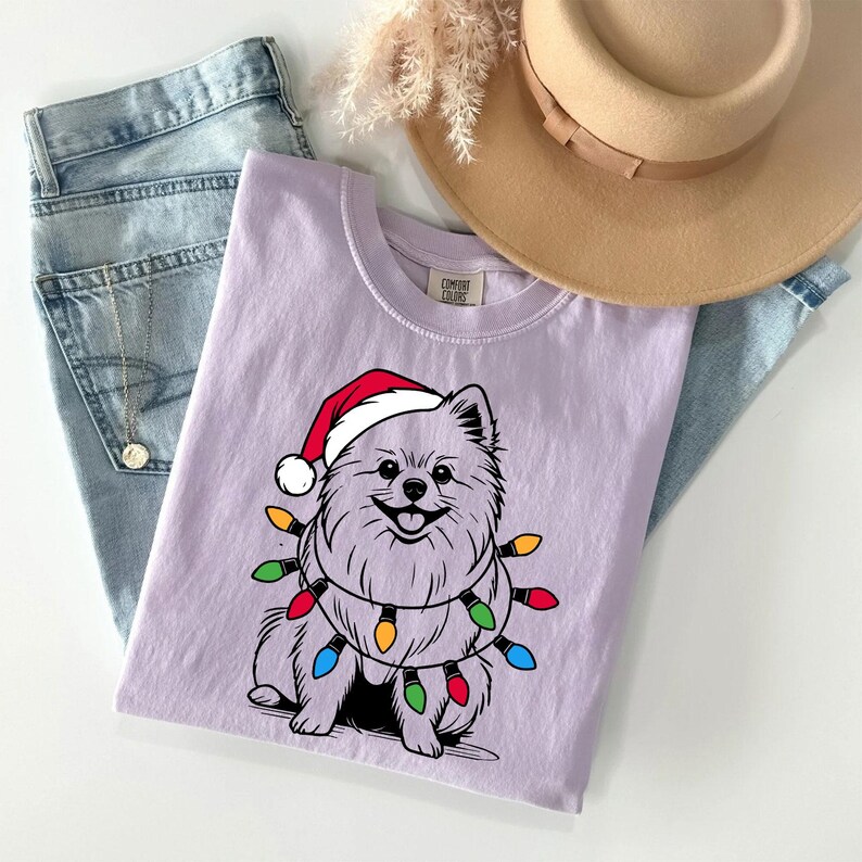 Pomeranian-tröja för jul | Hundtröja för jultomten | Festlig Pom-gåva | Pomeranian-älskare-gåva | Pomeranian-tröja för högtider | Söt Pomeranian-tröja bild 5