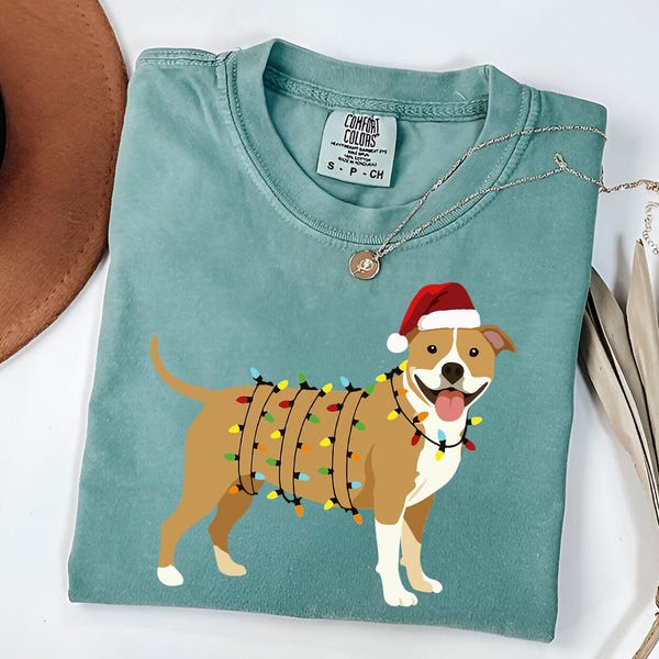 Pitbull Christmas T-Shirt, Holiday Dog Shirt, Cute Pitbull Mom Gift, Christmas Pittie Dog Shirt, Pittie Dog Owner Tee, Xmas Pitbull Gift