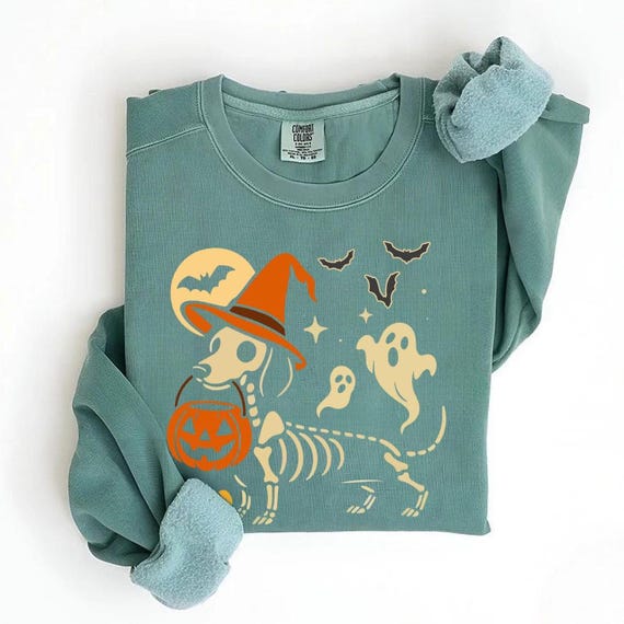 Spooky Dachshund Halloween Sweatshirt, Wiener Dog Crewneck, Fall Doxie Dog Sweater, Doxie Lover Gift, Dachshund Mom Sweatshirt