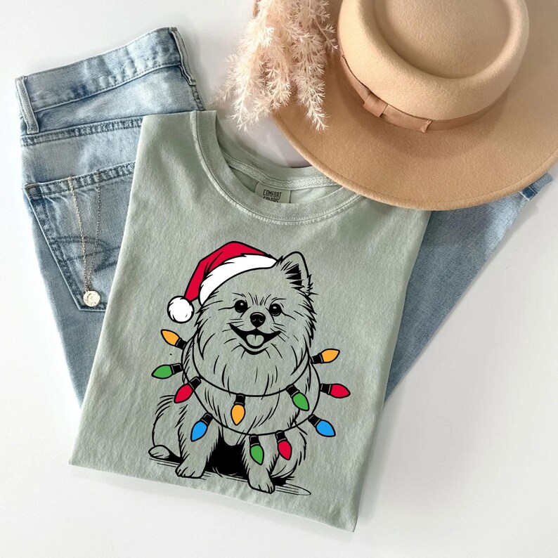 Pomeranian-tröja för jul | Hundtröja för jultomten | Festlig Pom-gåva | Pomeranian-älskare-gåva | Pomeranian-tröja för högtider | Söt Pomeranian-tröja bild 4