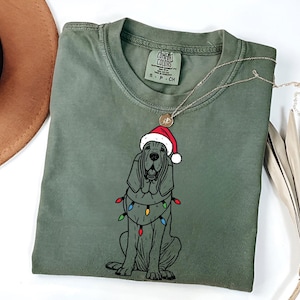 Comfort Colors Bloodhound Xmas T-Shirt | Dog Mom Christmas Gift | Bloodhound Lover Shirt | Bloodhound Shirt | Dog Lover Holiday Gifts
