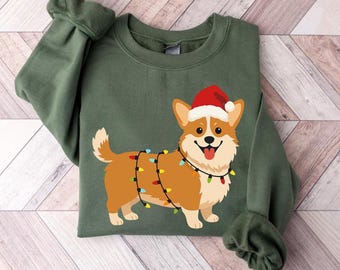 Christmas Corgi Sweatshirt: Santa Hat, Holiday Dog Lover Gift
