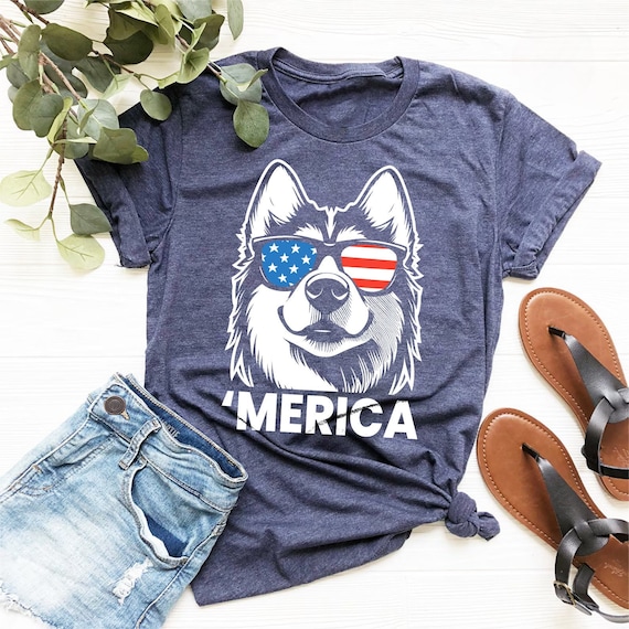 American Flag Husky 4th Of July T-Shirt Women Kids Dog Usa American Flag Husky 4th Of July T-Shirt Women Kids Dog Usa