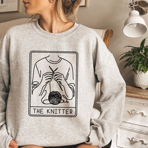Artistic Knitter Sweatshirt | Tarot Card Knitting Crewneck | Yarn Lover Shirt | Knitter Gift | Knitting Sweatshirt | Knitting Tarot Shirt image 2