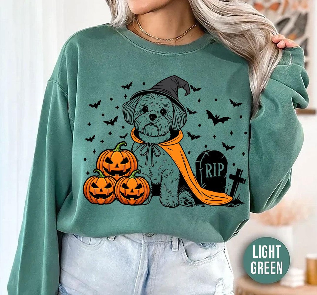 Shih Tzu Halloween Sweatshirt | Spooky Shih Tzu Witch Sweater | Pumpkin ...