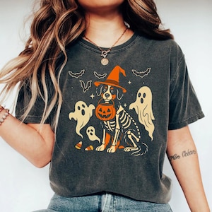 Berner sennenhund Halloween-t-shirt | Comfort Colors Berner hundtröja | Berner hundskelett-tröja | Berner hundtröja | Höst Berner hundtröja