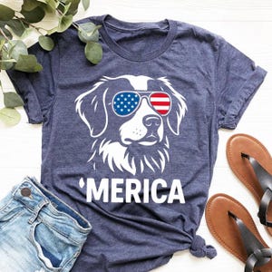 Brittany Spaniel Patriotic T-shirt | 4th of July Spaniel Dog Tee | Merica Brittany Spaniel Shirt | USA Brittany Dog Shirt | Spaniel Lover