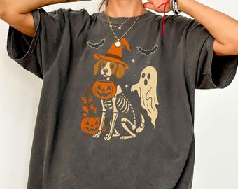 Komfort Farben Beagle Halloween T-Shirt | Spooky Beagle T-shirt | Beagle Hundeliebhaber T-Shirt | Beagle Hund Geschenk | Süßes oder Saures Beagle T-Shirt