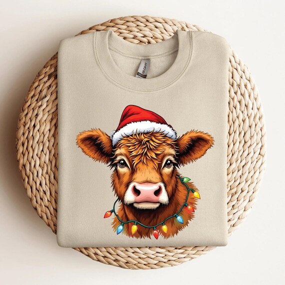 Sweat De Noël Femme Imprimé Vache Des Highlands - Polaire Sherpa, Manches Longues - Pull Fantaisie Chaud Et Amusant - 11