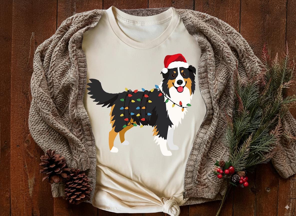 オーストラリアンシェパードのクリスマスTシャツ | オージーサンタT