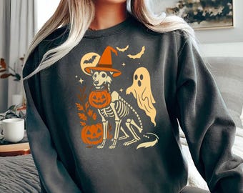 Halloween German Shepherd Skeleton Sweatshirt | Spooky GSD Sweater | Fall Shepherd Lover Gift | Shepherd Sweatshirt | German Shepherd Gift