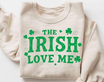 Sudadera con estampado de trébol irlandés, Día de San Patricio con estilo, cuello redondo, amor irlandés, suéter festivo irlandés
