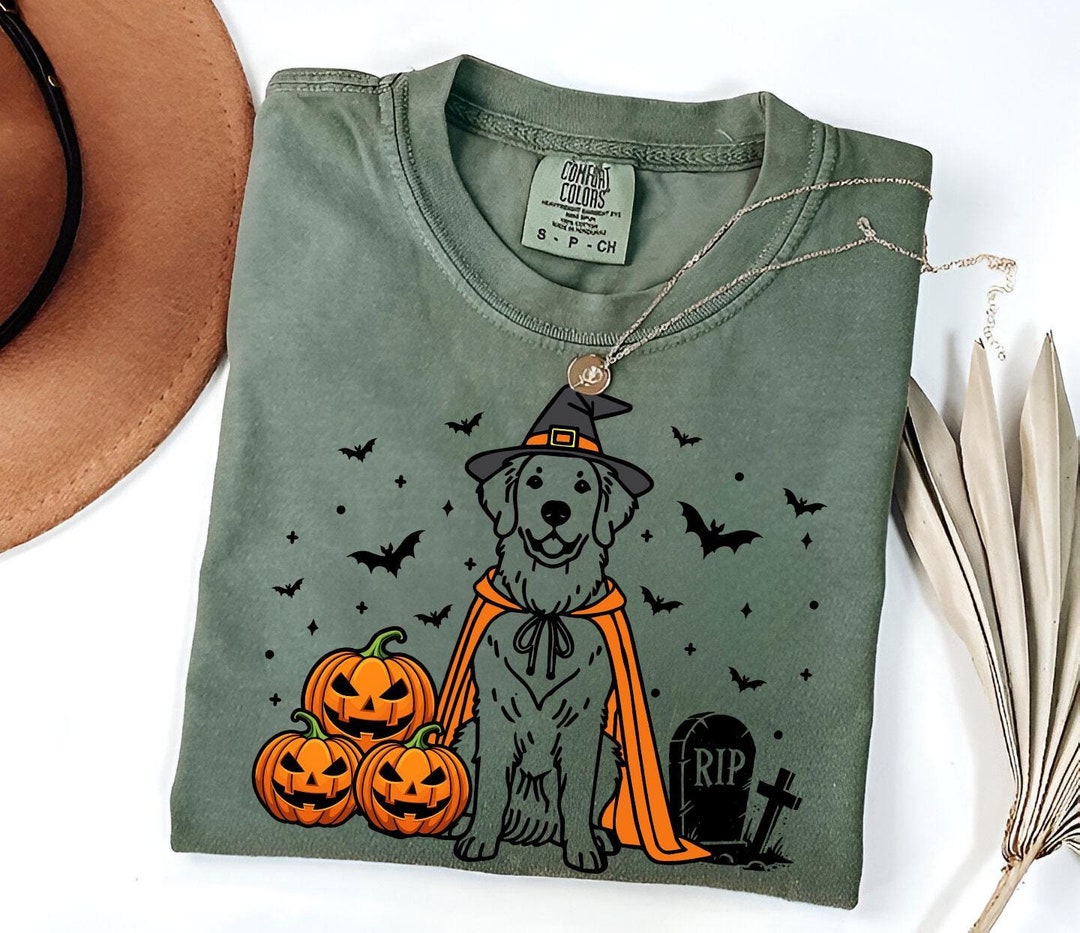 Halloween Golden Retriever Shirt | Funny Dog Witch Costume Tee ...