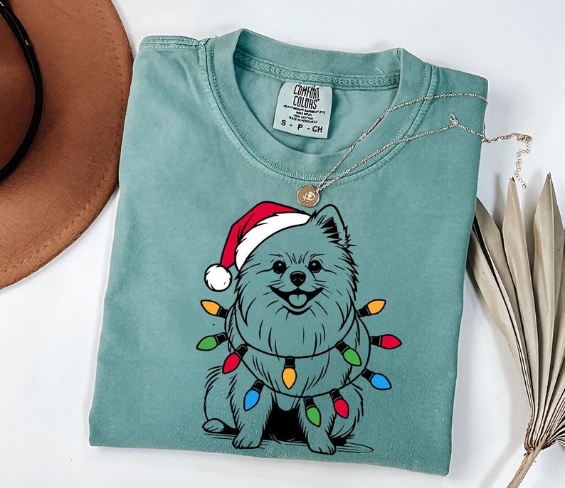 Pomeranian-tröja för jul | Hundtröja för jultomten | Festlig Pom-gåva | Pomeranian-älskare-gåva | Pomeranian-tröja för högtider | Söt Pomeranian-tröja bild 3