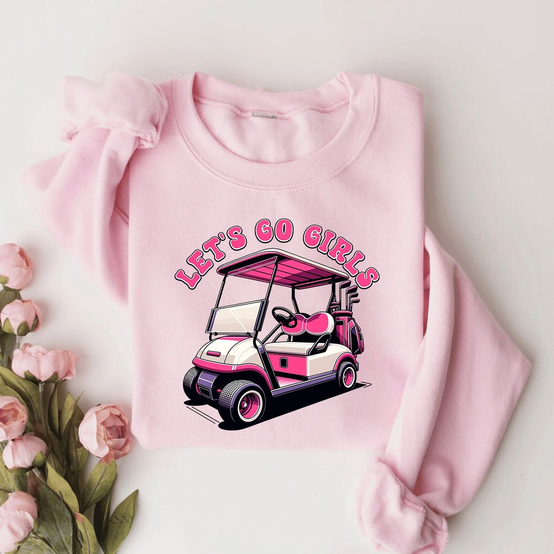 Let's Go Girls Pink Golf Cart Sweater for Women Golfers Women's Golf