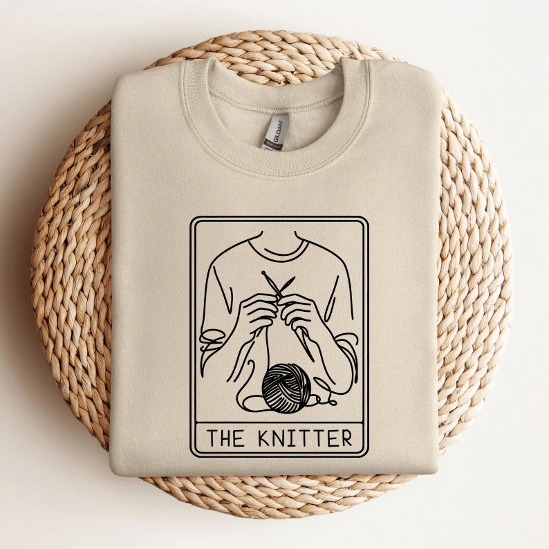 Artistic Knitter Sweatshirt | Tarot Card Knitting Crewneck | Yarn Lover Shirt | Knitter Gift | Knitting Sweatshirt | Knitting Tarot Shirt image 4