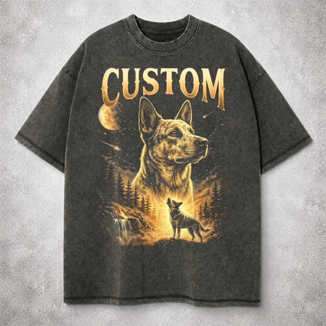Comfort Colors Custom Australian Cattle Dog Howling at the Moon T