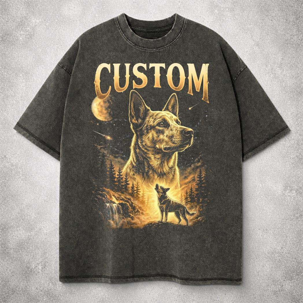 Comfort Colors Custom Australian Cattle Dog Howling at the Moon T