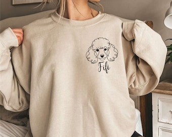 Benutzerdefinierte Pudel-Sweatshirt | Personalisierter Pudel-Namenspullover | Pudel Liebhaber Geschenk | Hundebesitzer Shirt | Handgezeichnetes Pudel-Shirt | Pudel Mama Geschenk