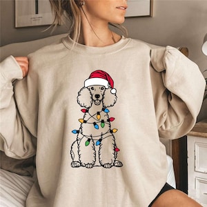 Festive Poodle Christmas Sweatshirt | Dog Lover Holiday Sweater | Poodle Mom Christmas Gift | Pet Christmas Crewneck | Winter Dog Shirt