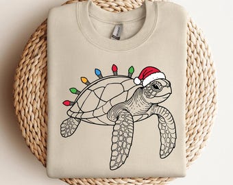 Christmas Sea Turtle Sweatshirt | Holiday Turtle Sweater | Santa Turtle Crewneck | Ocean Lover Gift | Xmas Turtle Sweatshirt
