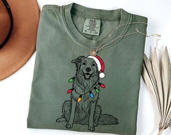 Camiseta navideña de Border Collie de Comfort Colors / Camiseta para amantes de los Collie / Camiseta para dueños de Border Collie / Regalo para papás de perros / Regalo de Navidad para Collie