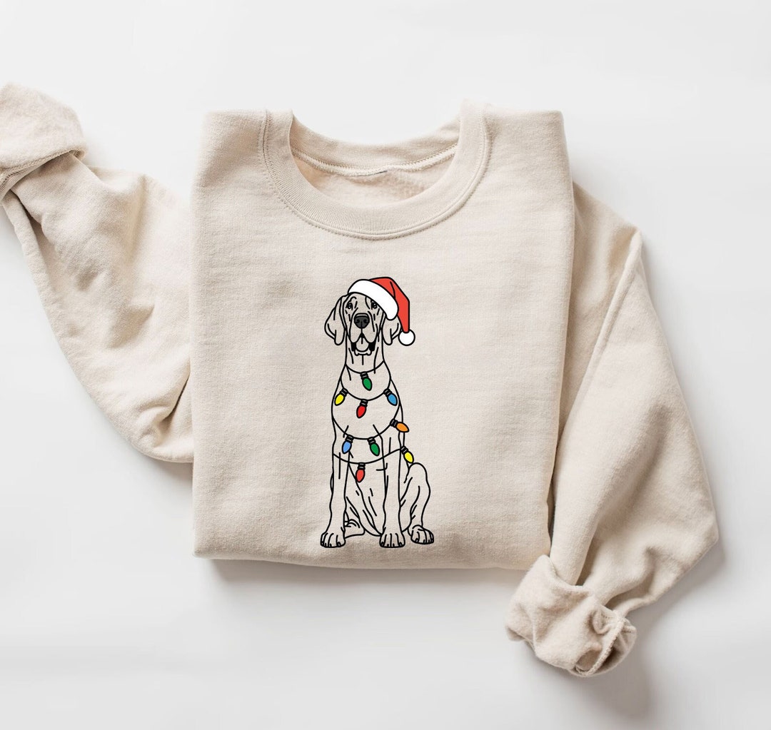 Great Dane Christmas Sweatshirt Holiday Great Dane Lover Shirt Santa