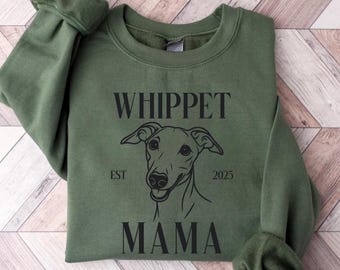 Sudadera para mamá whippet, regalo para mamá perruna, suéter para dueño de whippet, suéter lindo para amantes de los whippets, jersey de cuello redondo para galgos, regalo personalizado para whippet