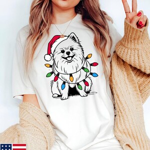 Pomeranian-tröja för jul | Hundtröja för jultomten | Festlig Pom-gåva | Pomeranian-älskare-gåva | Pomeranian-tröja för högtider | Söt Pomeranian-tröja bild 6