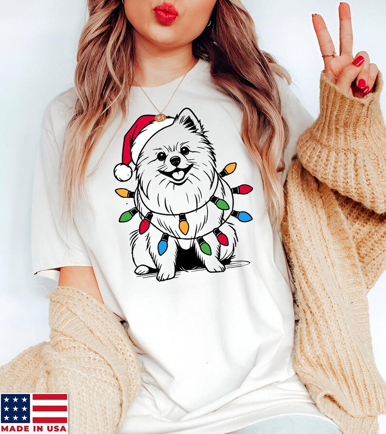 Pomeranian-tröja för jul | Hundtröja för jultomten | Festlig Pom-gåva | Pomeranian-älskare-gåva | Pomeranian-tröja för högtider | Söt Pomeranian-tröja bild 6