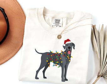 Great Dane Christmas T-Shirt | Santa Great Dane Dog Shirt | Festive Great Dane Lover Tee | Great Dane Mom Gift | Cute Great Dane Shirt