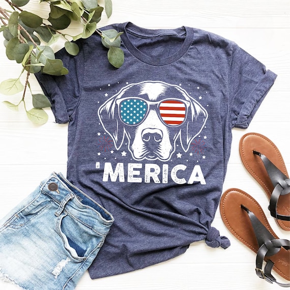 Patriotic German Wirehaired Pointer Dog Merica T-Shirt 4th Patriotic German Wirehaired Pointer Dog Merica T-Shirt 4th