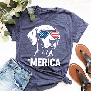 Patriotic Vizsla Dog T-shirt | 4th of July Dog Shirt | American Vizsla Shirt | Vizsla Mom & Dad Shirt | USA Vizsla Dog Lover Gift