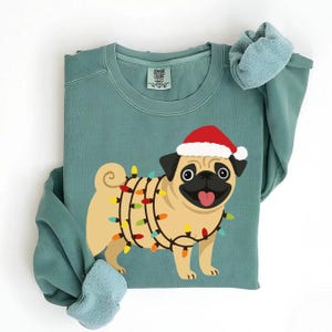 Christmas Pug Dog Sweatshirt, Xmas Pug Sweater, Cute Pug Dog Sweater, Pug Dog Lover Gift, Holiday Pug Mom & Dad Sweatshirt