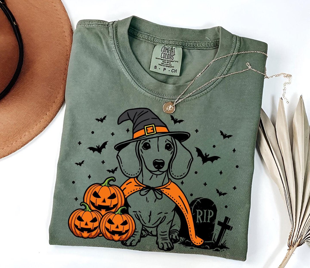 Dachshund Halloween Shirt | Spooky Weenie Dog Witch T-shirt | Pumpkin ...
