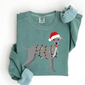 Greyhound Christmas Sweatshirt | Whippet Dog Lover Sweatshirt | Xmas Greyhound Sweater | Greyhound Owner Gift | Christmas Whippet Sweater