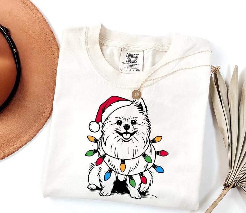 Pomeranian-tröja för jul | Hundtröja för jultomten | Festlig Pom-gåva | Pomeranian-älskare-gåva | Pomeranian-tröja för högtider | Söt Pomeranian-tröja bild 2