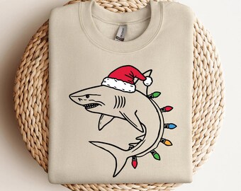 Weihnachtshai Sweatshirt | Hai-Liebhaber-Pullover | Nikolaus Hai Rundhals | Hai Weihnachten Sweatshirt | WeihnachtsHai Geschenk | Haie